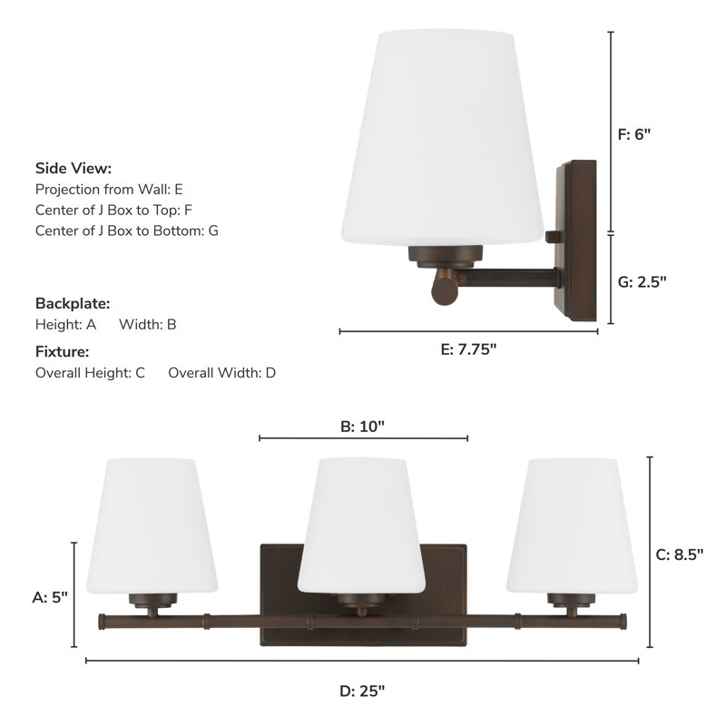 Hunter Fauna Grove 3 Light Bathroom Vanity Wall Light Fixture, Bronze