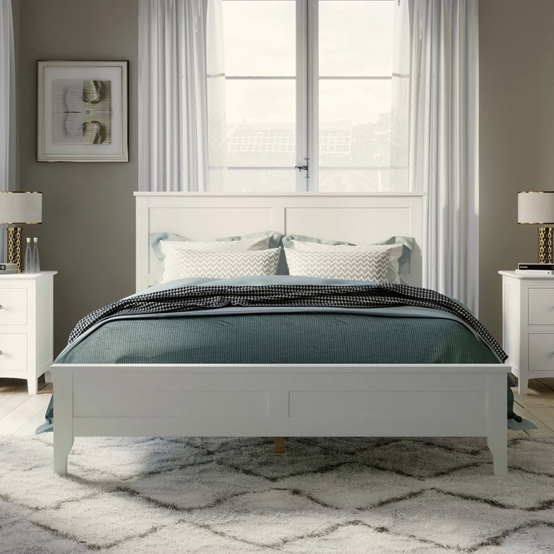 Lit plateforme double Modern, Blanc, Lit double