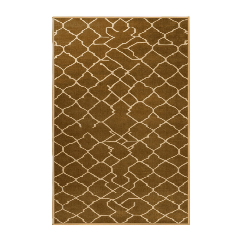 Machine Washable Trellis Brown Area Rug, Runner 2' x 4'
