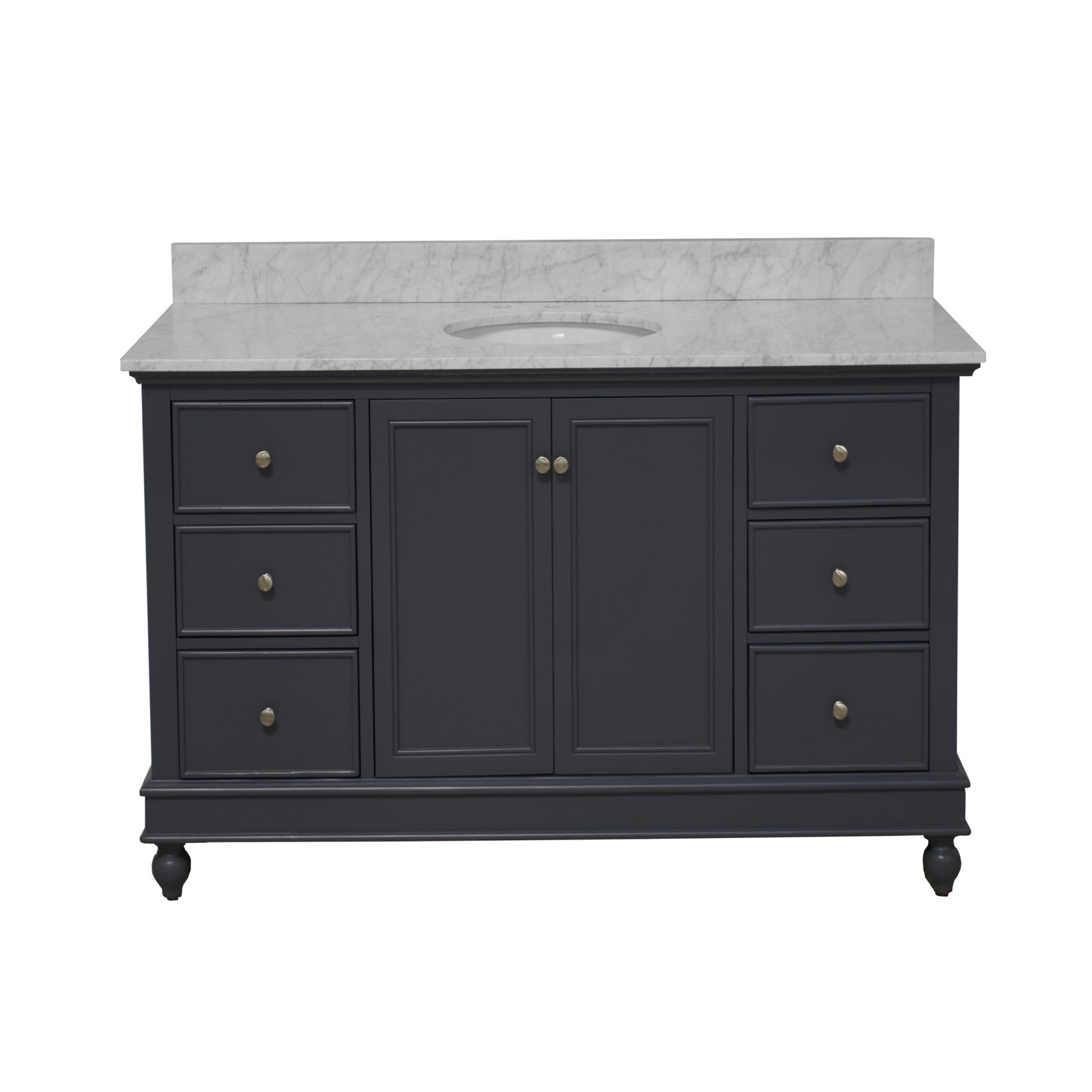 Ferdinand 60'' Single Bathroom Vanity, Carrara Marble, Marine Gray