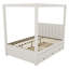 Lit plateforme double à baldaquin avec lit gigogne et trois tiroirs de rangement, beige-1915535271