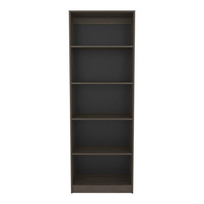 Modern 4-Shelf Bookcase with Open Storage and Wood Finish