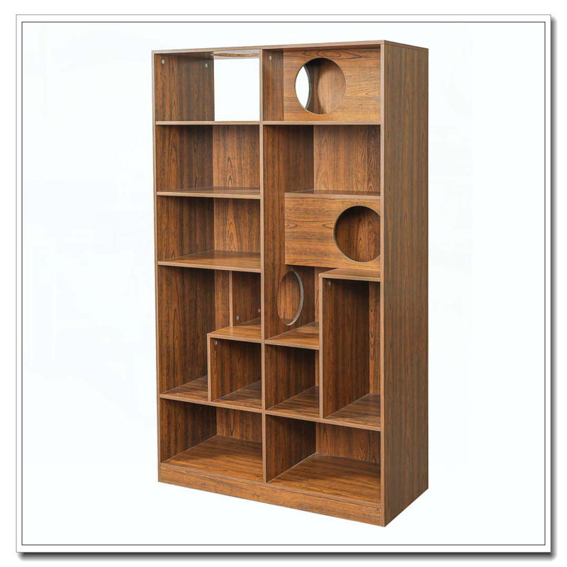 Modern 2 IN 1 Wood Bookshelf Cat House, Brown