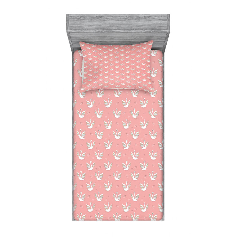 Microfiber Patterned Fitted Sheet, Twin Fitted Sheet with 1 Pillowcase