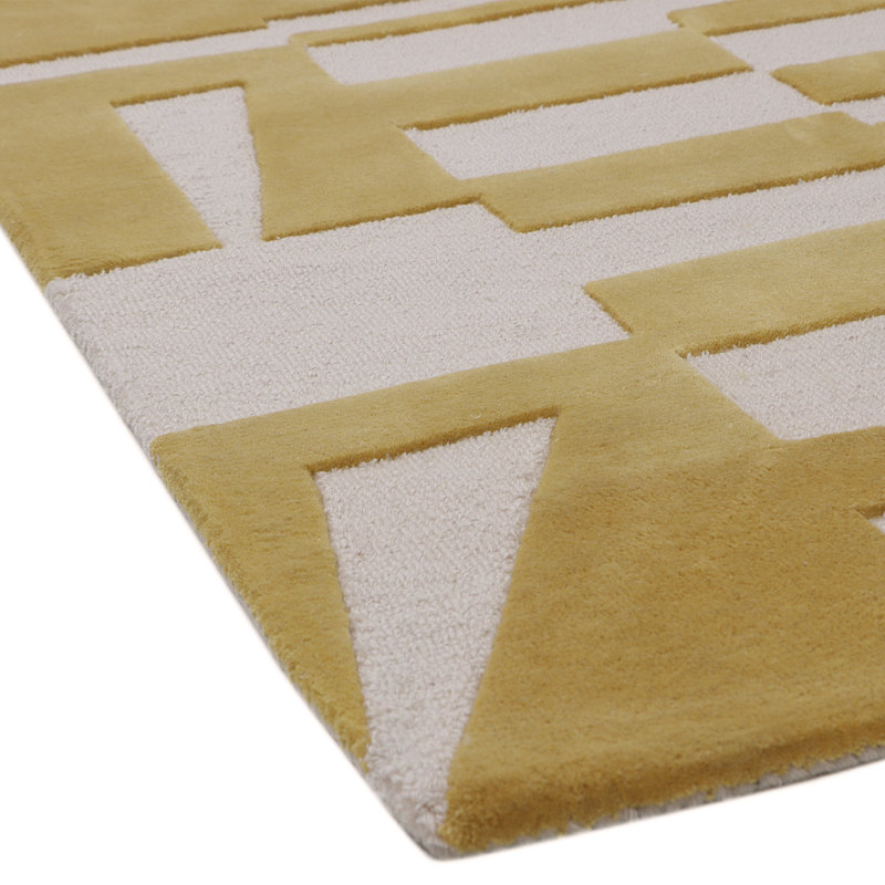 Geometric Area Rug in Mustard Yellow, Runner 2'6" x 9'