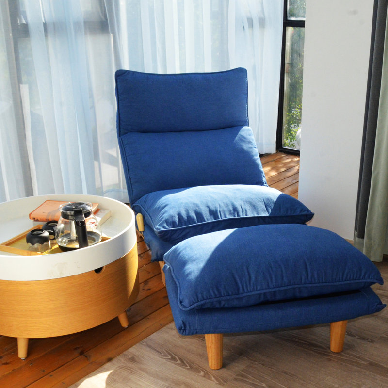 Fauteuil inclinable ergonomique - pliable avec tissu doux et matériaux métalliques réglables pour chambre à coucher bleu foncé, base