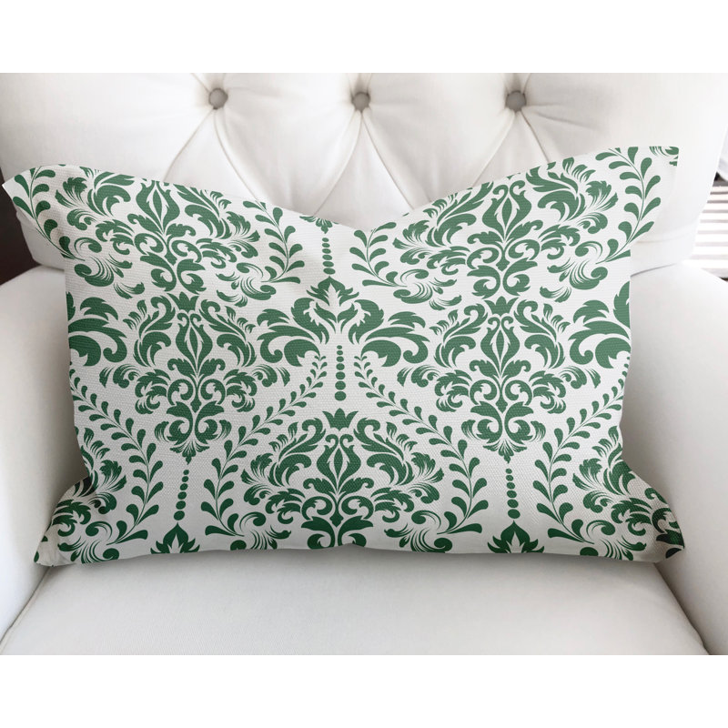  Housse et insert de coussin rectangulaire en coton Adeline, Émeraude