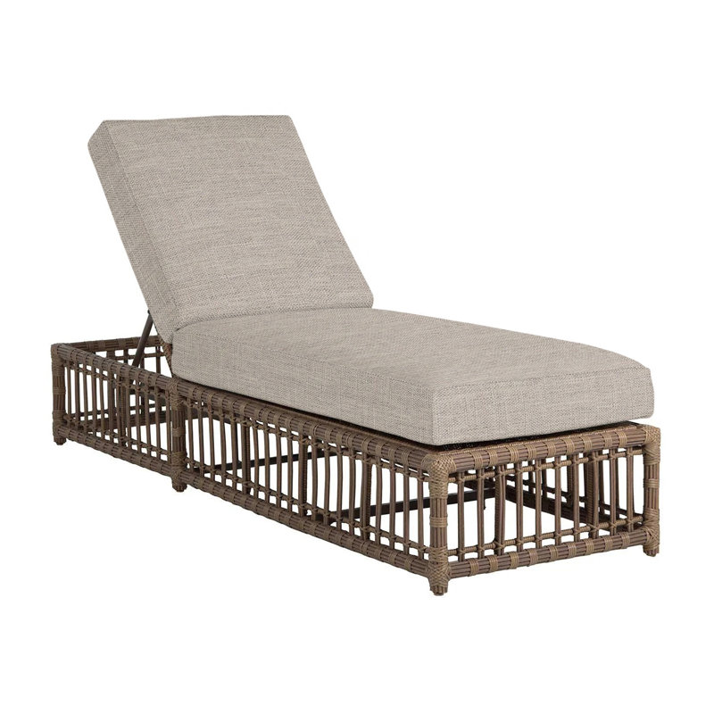 Newport 81.5" Long Reclining Single Chaise with Cushions, Dove Sunbrella® Linen, No Welt