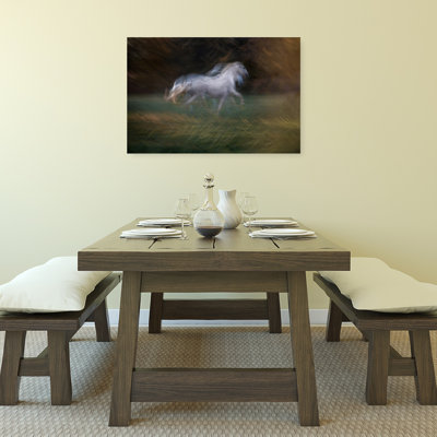 «Dreamy White Horse Motion Abstract Dreamy Elegant Horse Nature», art mural