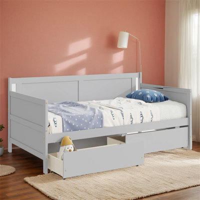 Twin Size Pine Wood Daybed With Two Storage Drawers For Multi-Functional Use by Latitude Run