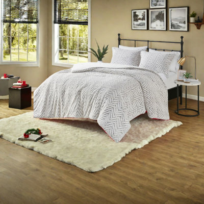 Ultra Plush Bedding Sets, Faux Fur Full Queen Chevron Comforter For Home
