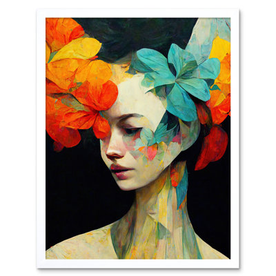 Floral Feminine Portrait Abstract Style - Print
