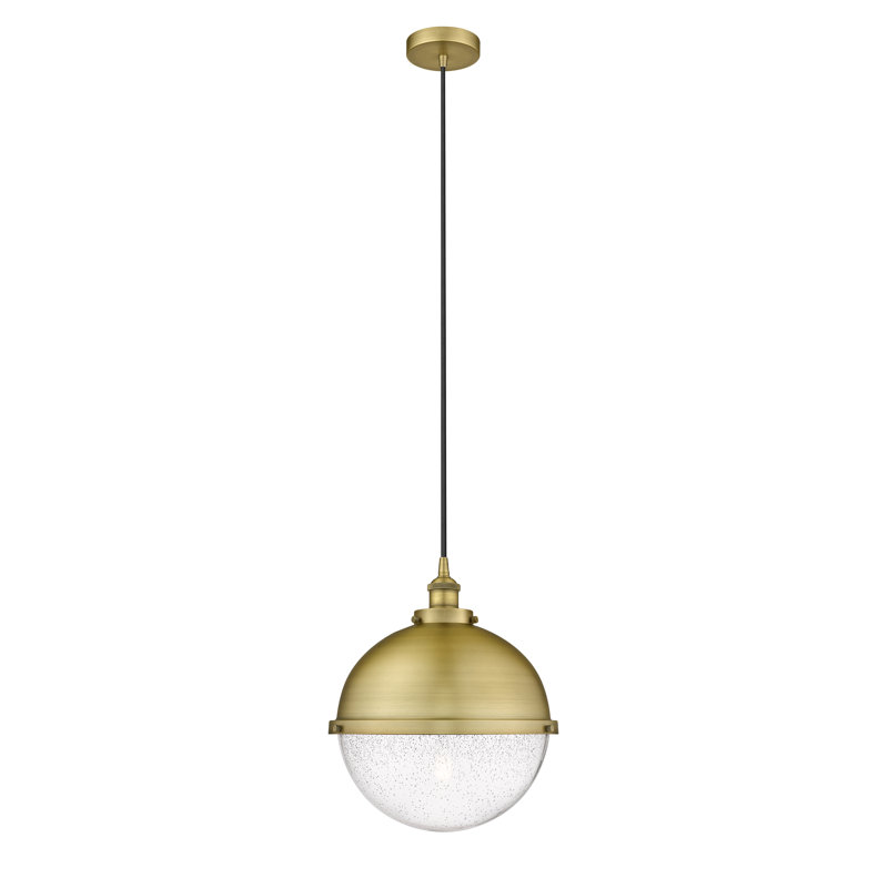 Luminaire suspendu en forme de dôme à 1 lumière Lashante, Laiton brossé, H 16,25 po x l 12,88 po x P 12,88 po, Bullé
