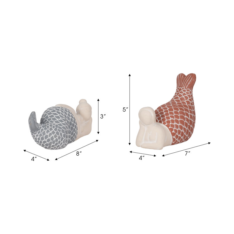 Sagebrook Home 2-Pieces Cement Sunning Mermaids Figurines