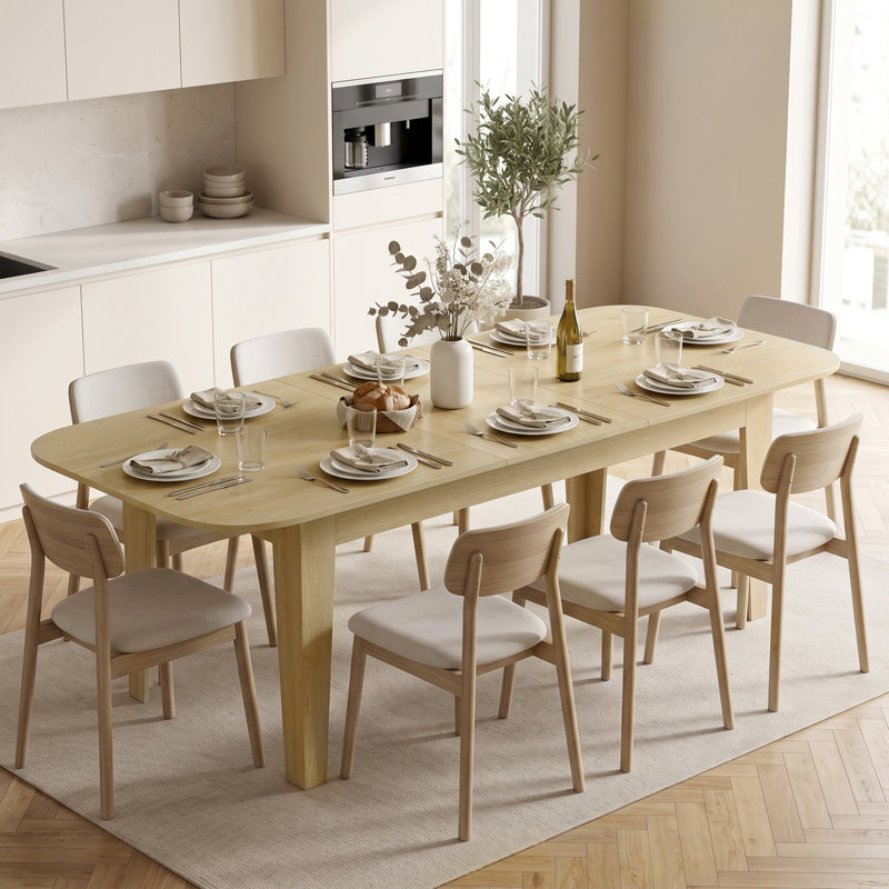Table de salle à manger extensible de 55 à 71 po pour 4 à 6 personnes, table de cuisine ovale extensible Farmhouse, bords ronds, peu encombrante pour le dîner, salon, petites cuisines, chêne