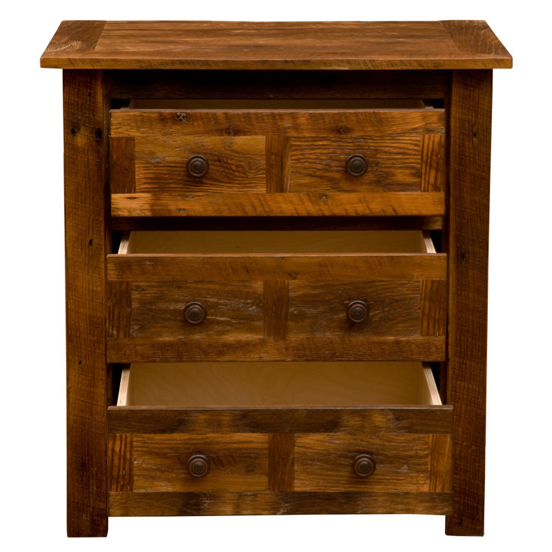 Fireside Lodge Barnwood XL Three Drawer Nightstand