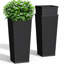 Ensemble de 2 boîtes à fleurs en plastique 2 pièces H 24 "/ 32", grandes boîtes à fleurs en osier-476616319-476616305
