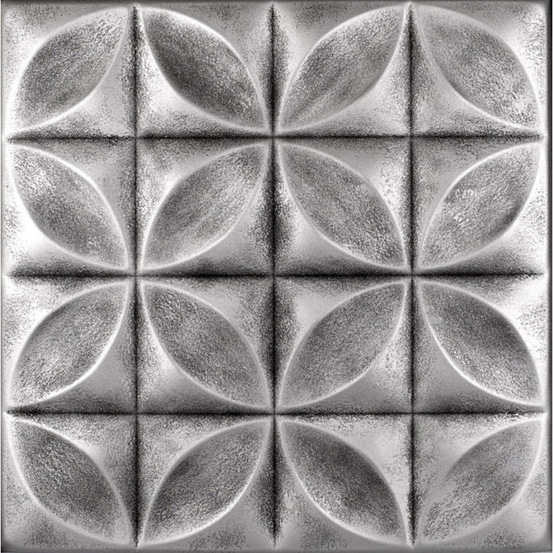Perceptions 1.6 ft. x 1.6 ft. Polystyrene Glue-up Ceiling Tile, Antique Silver