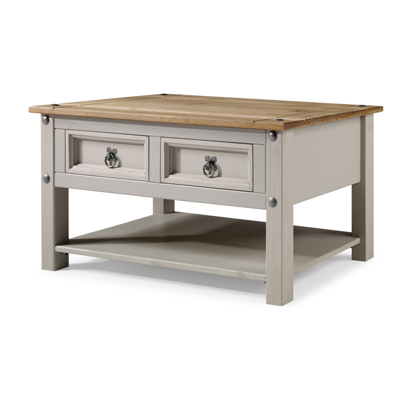 Bridewell Solid Wood Four Leg Coffee Table with Storage, Grey