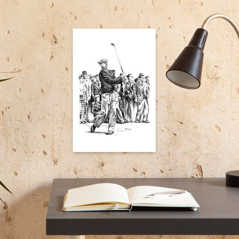 Art mural rétro classique de golfeur, 18" H x 12" W