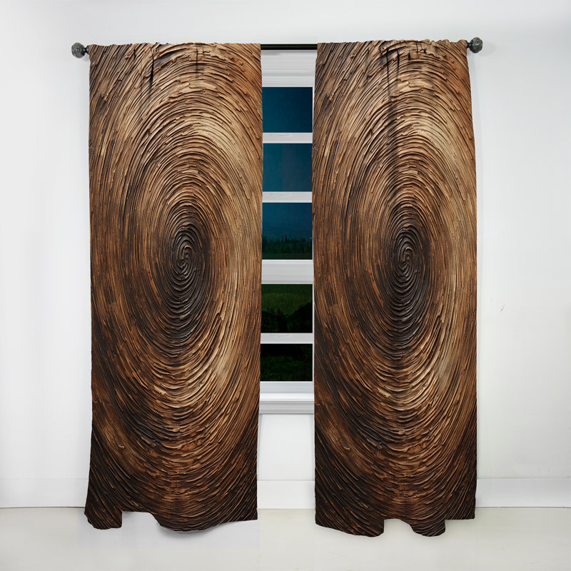 Brown Calm Current Spiral I - Abstract Spirals Room Darkening Abstract Curtain - 1 Panel, 52" W x 63" L