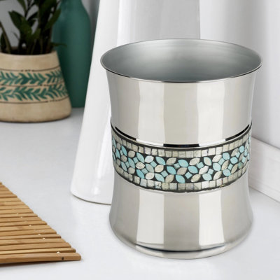 Corbeille en acier inoxydable, 7 pte, mosaïque argentée et bleue