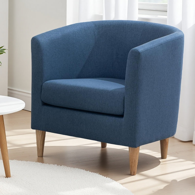 Chaises de baril avec pieds en bois Meleri, Bleu