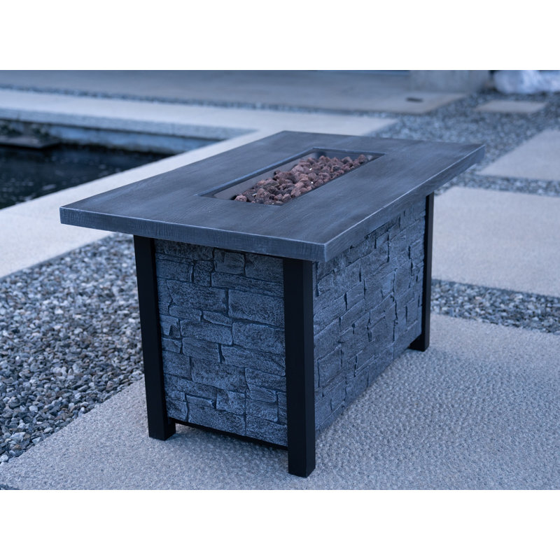 Table de foyer d'extérieur, Gris, H 25 po x l 27,36 po x P 43,7 po