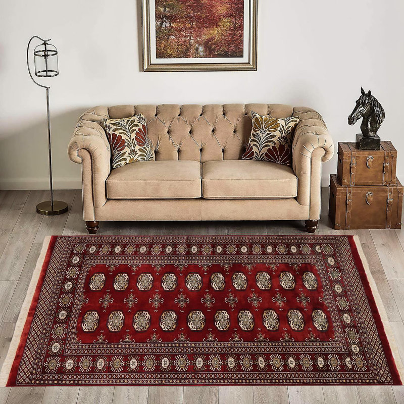 Tapis rouge rectangulaire unique de 4 pi x 5 pi 9 po Righley