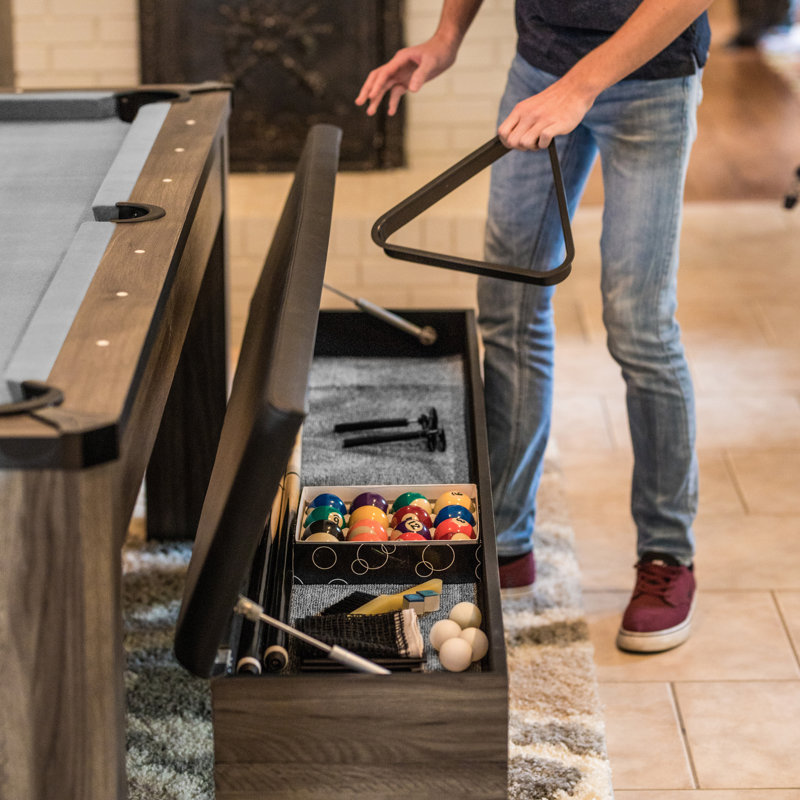 Gray Wood 3-in-1 Billiards, Table Tennis, and Dining Table
