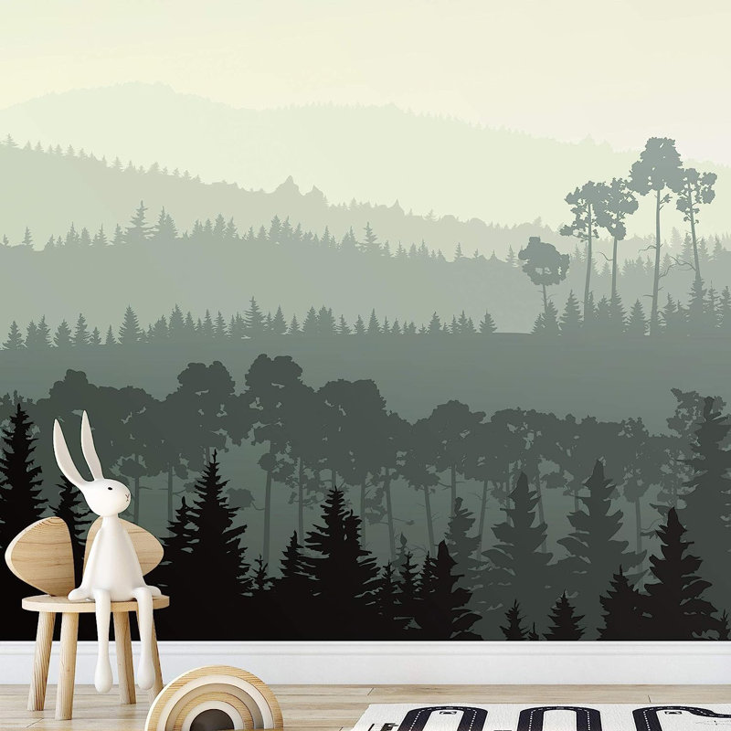 Murale forêt brumeuse, L 66 po x l 96 po