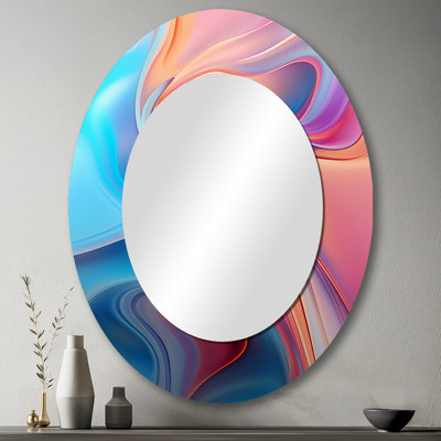 Miroir mural moderne transitionnel rose et bleu I - moderne