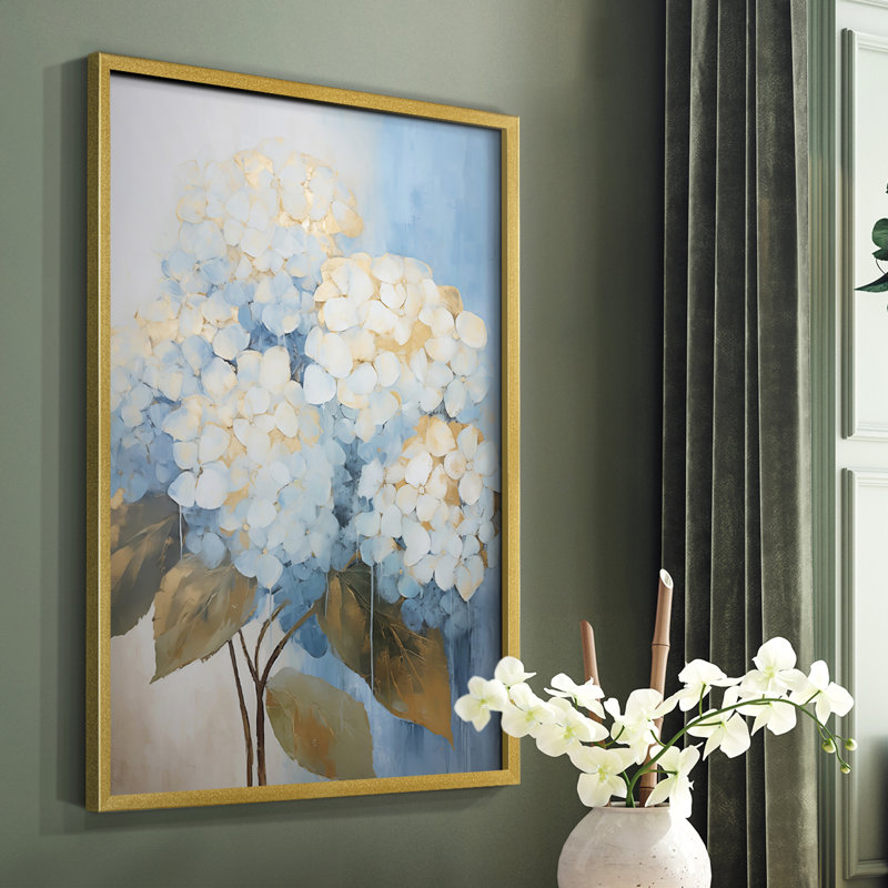 Série FLORAL CXVII - reproduction encadrée de qualité supérieure - prête à être accrochée - aucun clou requis, Or