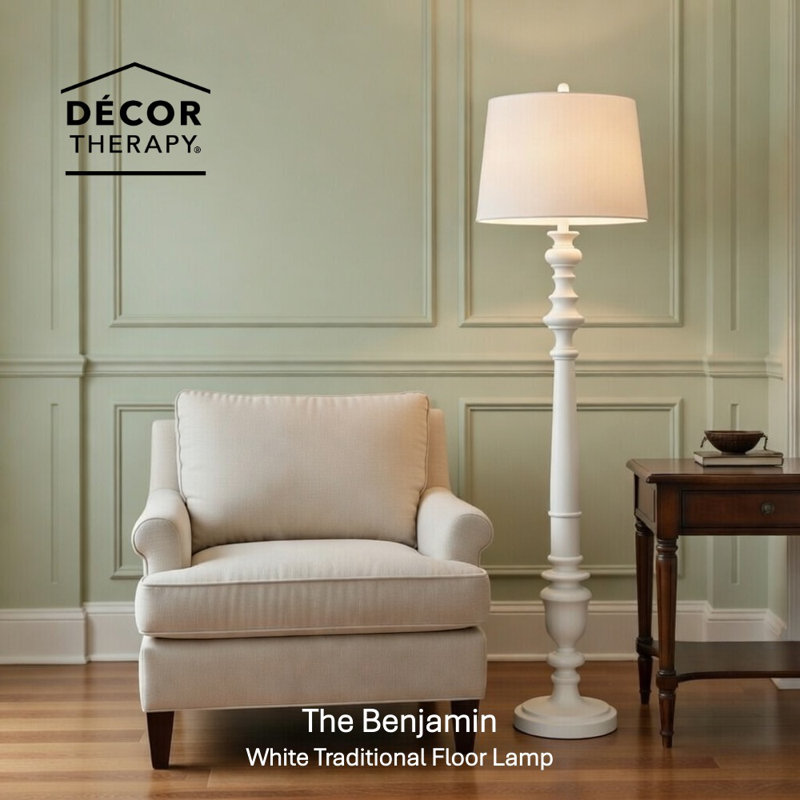  Lampe sur pied traditionnelle Benjamin, blanc, Blanc, Blanc