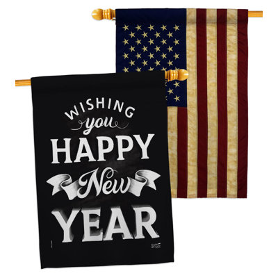 Double Sided 40'' H x 28'' W Polyester New Year's House Flag