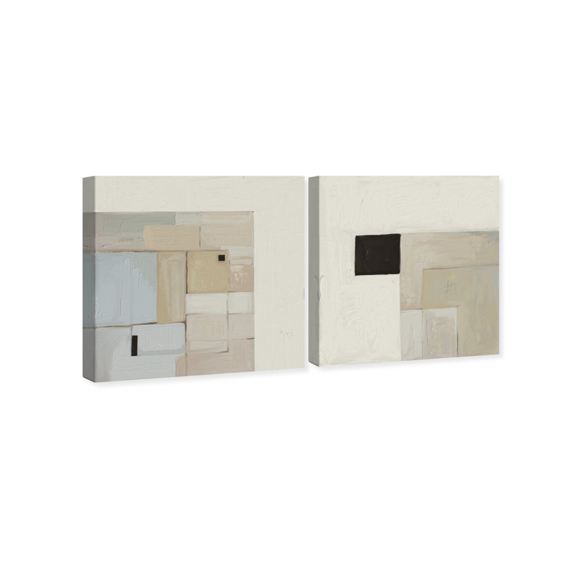 Soft Roughness Set Canvas Abstract Print by Oliver Gal, Black Frame, 12 x 12, 20"H x 20"W, Gallery Wrapped