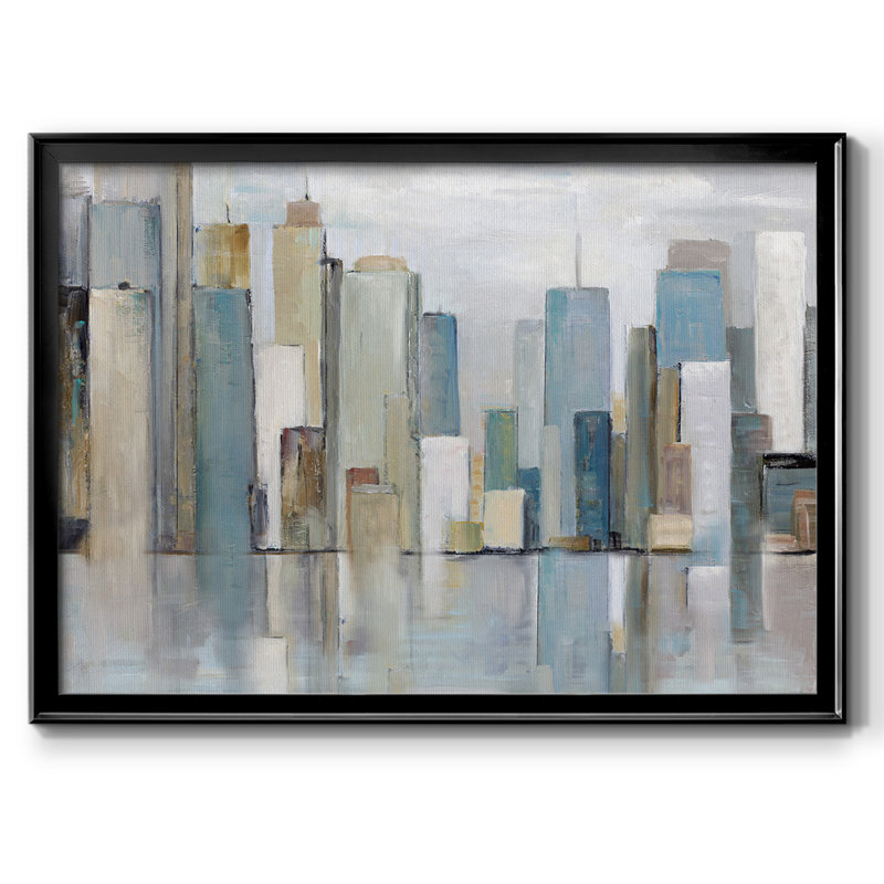 City Reflections - Toile tendue avec châssis encadré - 49444, H 30 po x l 44 po x P 1,5 po, Noir