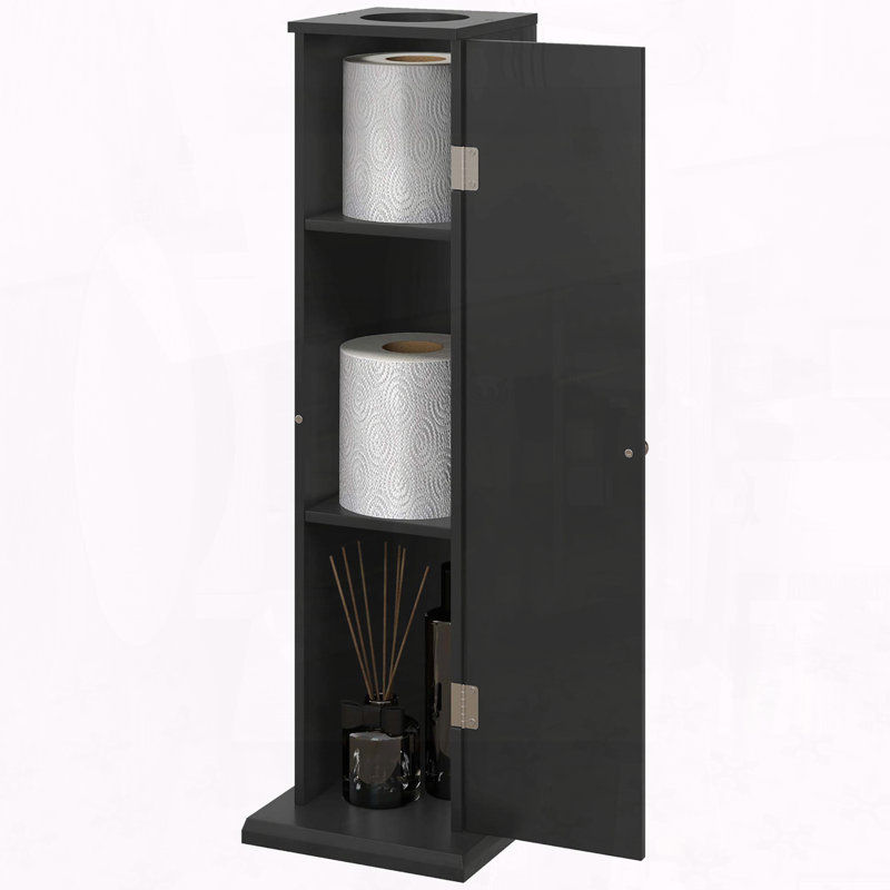 Toilet Paper Cabinet with Corner Floor Design, Noir