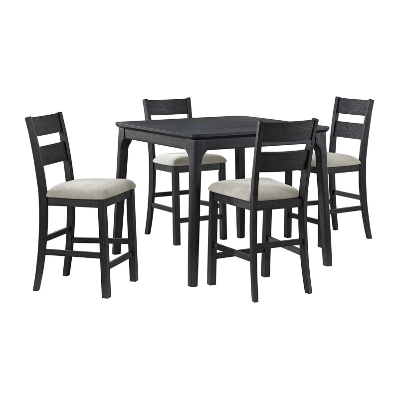  Mendoza 5PC Counter Set with Table and 4 Chairs in Black