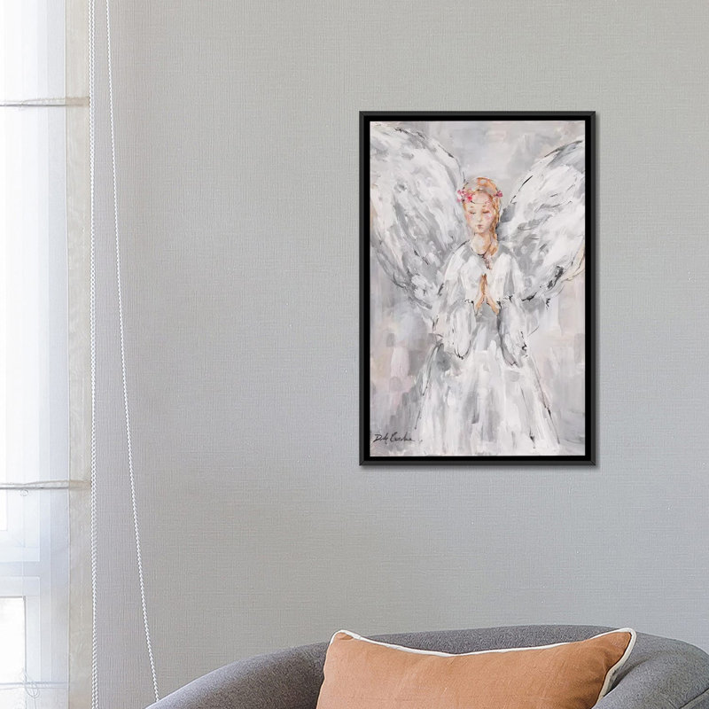 « céleste », peinture sur toile tendue, H 26 po x l 18 po x P 1,5 po, Toile encadrée noire, Pas de tapis