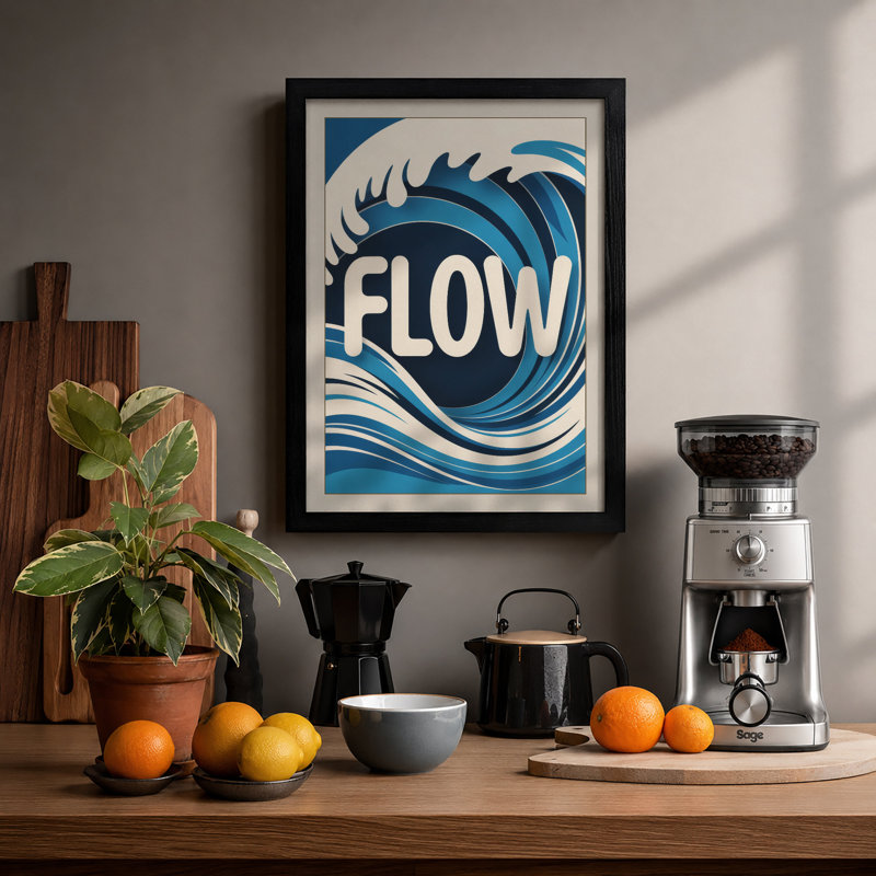 Flow in Motion Minimalist - Framed Print, A1 - 84.1 x 59.4 cm, Black