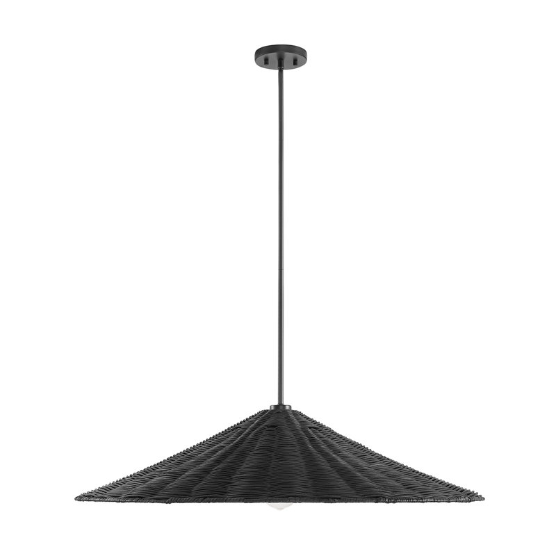 Lilliana 1-Light Dimmable Height Adjustable Pendant, Matte Black, 8" H x 35" W x 35" D