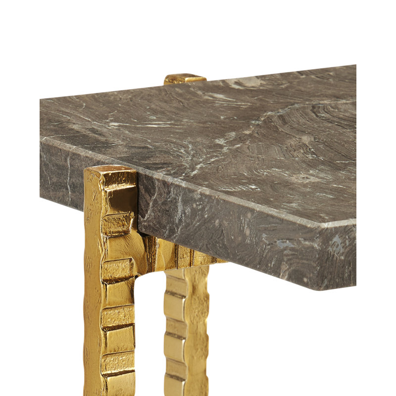 Flying Gold Marble End Table, 23.5" H x 9.25" W x 9.25" D
