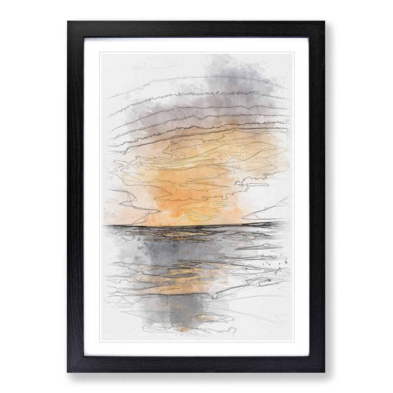 Ocean Of Clouds Abstract - Single Picture Frame Painting on MDF, Black Framed, 63cm H x 45cm W x 2cm D