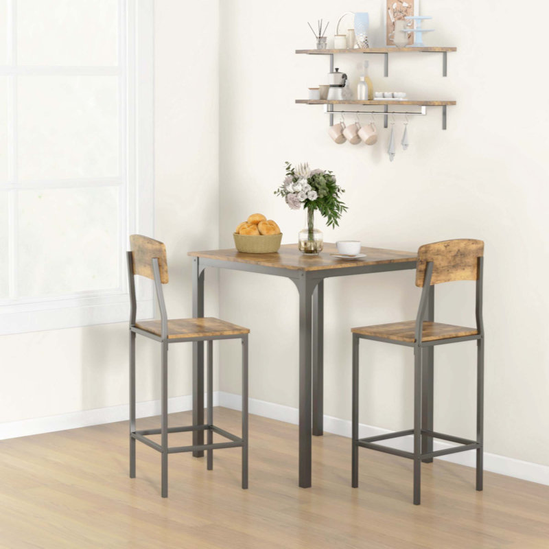 Rustic Brown and Black 3-Piece Pub Height Dining Set