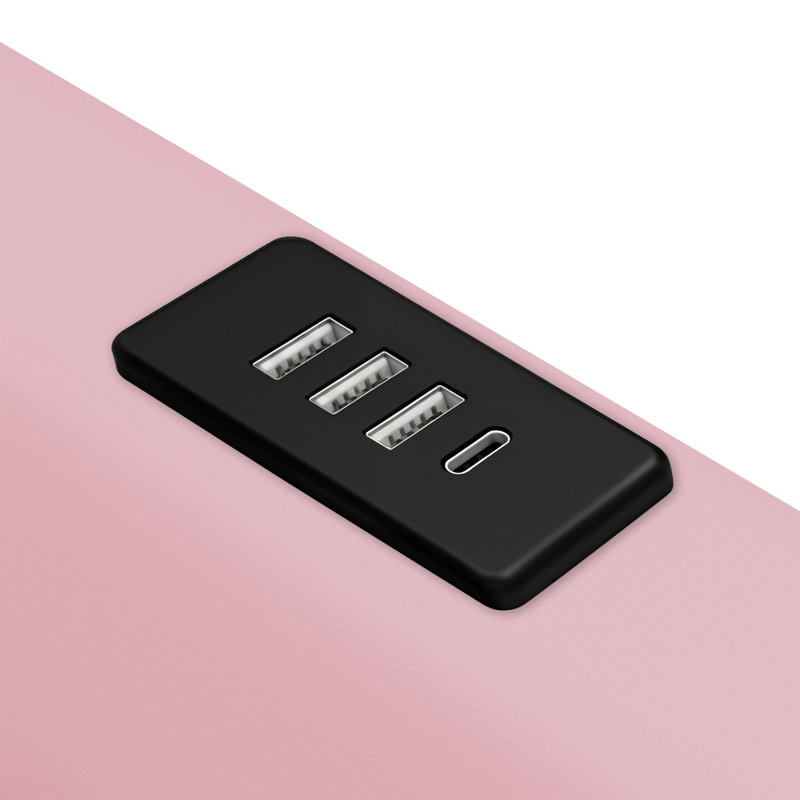 Upholstered Daybed With Guardrail And Usb Charging, Pink