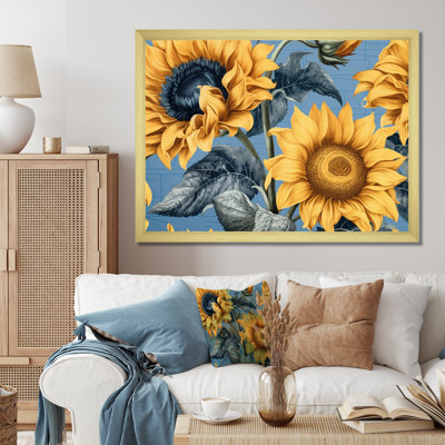 Tournesol doré, collage, impression sur toile florale