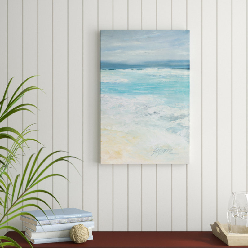 «Storm at Sea II», peinture sur toile, H 30 po x l 20 po, Non, Imprimé avec cadre blanc