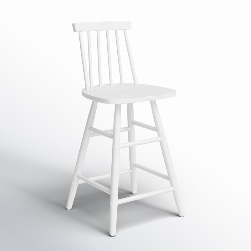 Pratt Counter Stool with Solid Wood Frame, White