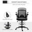 Fauteuil de bureau en filet haut, noir, réglable, soins lombaires, repose-pieds et siège noir, hauteur de dessin, soutien, économie d'espace